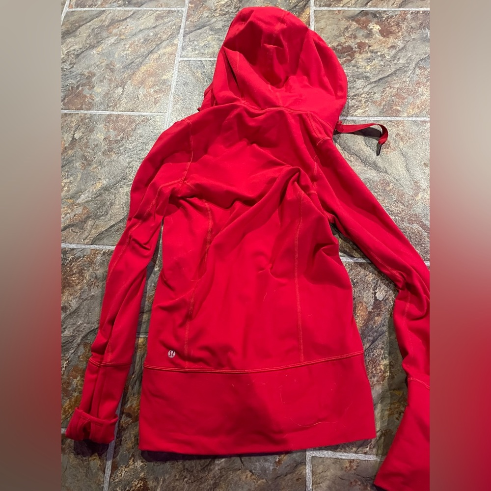 size 2 red lululemon scuba full zip hoodie!